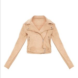 Camel Suede Biker Jacket